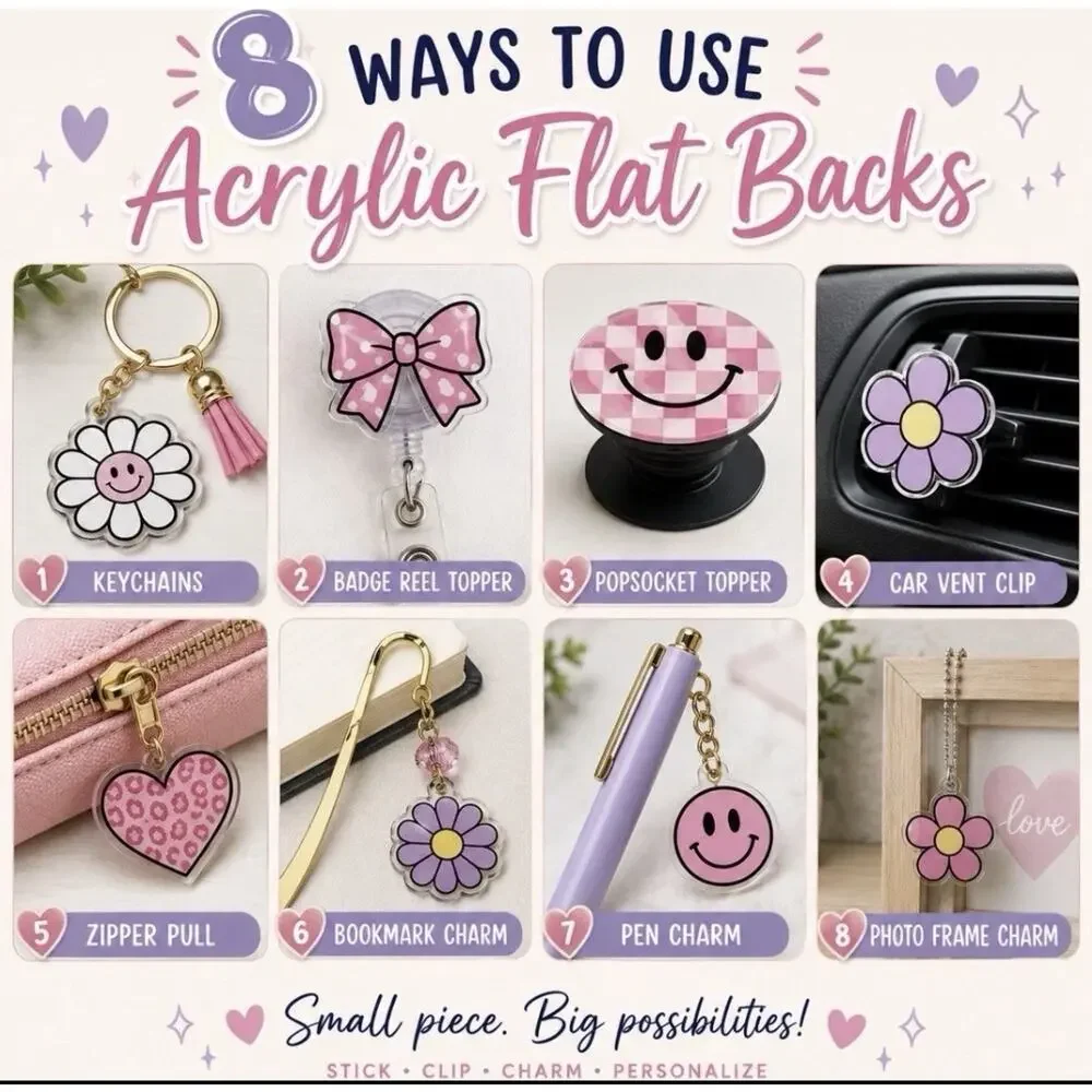 6 Pc Teach Love Inspire Acrylic Flatbacks